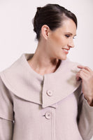Collared Crop Boiled Wool Coat - Stone