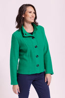 Boiled Wool Toggle Jacket - Emerald