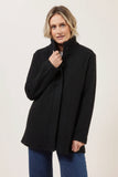 Boiled wool Funnel Neck Coat - Black