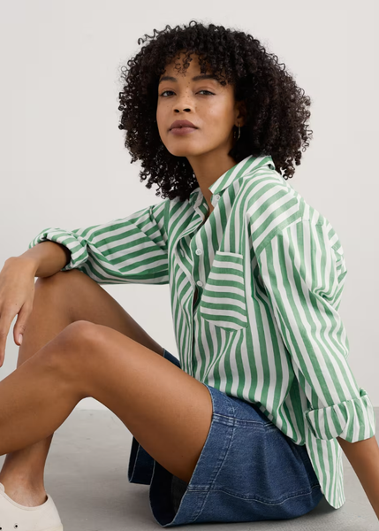 Sea Path Shirt - Mini Scallion Stripe