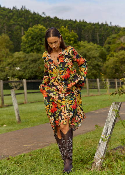Cotton Shirt Dress - Kekko Black