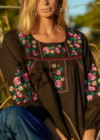 Emma Top - Belle Embroidery Black