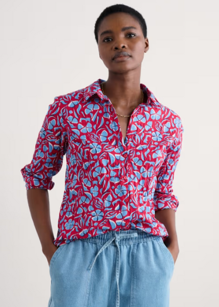 Larissa Shirt - Collaged Floral Scarlet