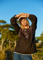 Emma Top - Belle Embroidery Black