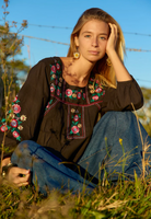 Emma Top - Belle Embroidery Black