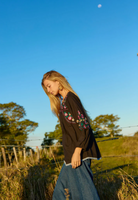 Emma Top - Belle Embroidery Black