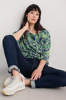 Living Canvas Top - Inked Foliage Maritime