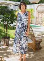 V Neck Maxi Dress - Navy Vine