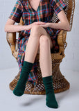 Short Rib Merino Wool Socks - Green