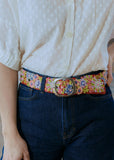 Teaberry Embroidered Wool Belt