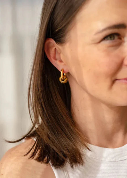 Astrid Hoop Earrings - Tigers Eye