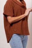 Boiled Wool Cowl Neck Top - Copper