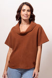 Boiled Wool Cowl Neck Top - Copper