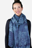 Merino Wool Scarf - Indigo Patches