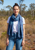 Merino Wool Scarf - Indigo Patches