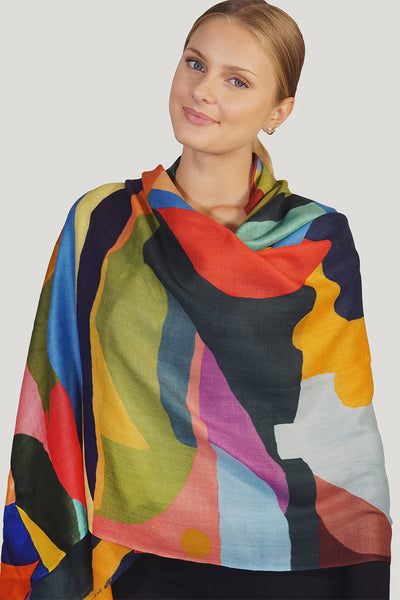 Merino Scarf - Painted Shapes