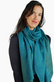 Merino Wool Scarf - Semi Block Green