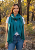 Merino Wool Scarf - Semi Block Green