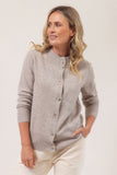 Merino  Cashfeel Mock Neck Cardigan - Wheat