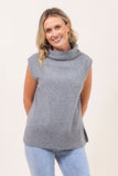 Merino Roll Neck Vest - Silver