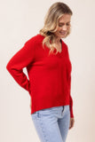 Merino V Neck Sweater - Red