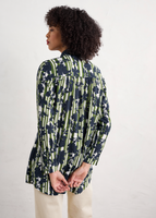 Wren Flutter Shirt - Camellia Stripe Forest Green