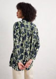 Wren Flutter Shirt - Camellia Stripe Forest Green