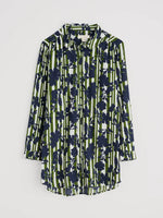 Wren Flutter Shirt - Camellia Stripe Forest Green