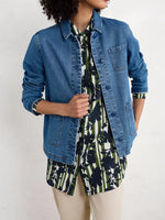 Wren Flutter Shirt - Camellia Stripe Forest Green