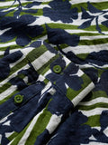 Wren Flutter Shirt - Camellia Stripe Forest Green