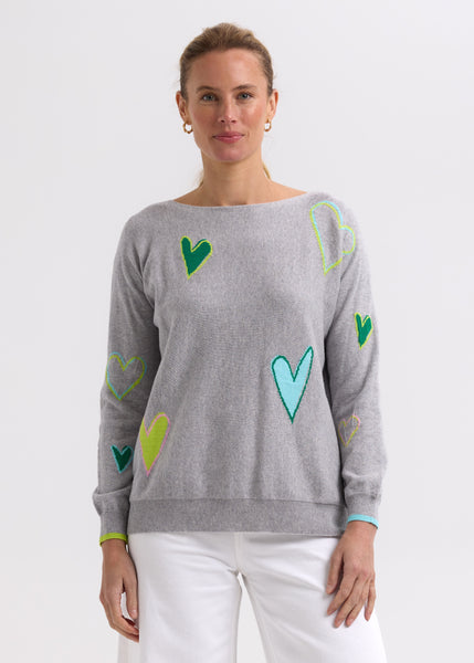 Intarsia Hearts Knit - Marl
