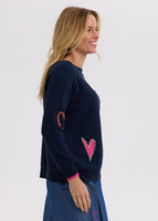 Intarsia Hearts Knit - Denim