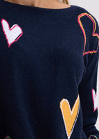 Intarsia Hearts Knit - Denim