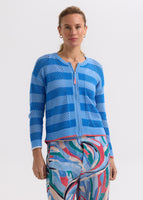 Pointelle Zip Cardi - Blue
