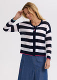 Pointelle Zip Cardi - Navy
