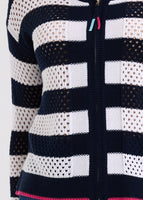 Pointelle Zip Cardi - Navy