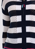 Pointelle Zip Cardi - Navy
