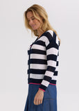 Pointelle Zip Cardi - Navy