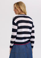 Pointelle Zip Cardi - Navy