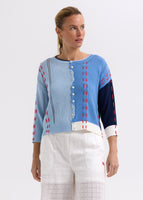 Thread Deail Cardigan - Blue