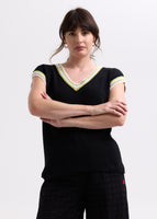 Stripe Trim Top - Black