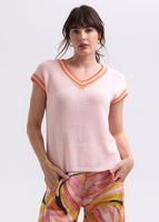 Stripe Trim Top - Blush