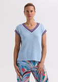 Stripe Trim Top - Powder