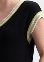 Stripe Trim Top - Black