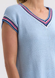Stripe Trim Top - Powder