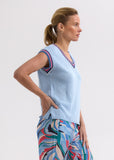 Stripe Trim Top - Powder