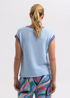 Stripe Trim Top - Powder