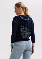 Heart Embroidery Hoodie - Navy