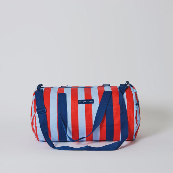 Barrel Bag - Red Blue Stripe