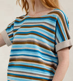 Andie Striped Cotton Tee - Turquoise